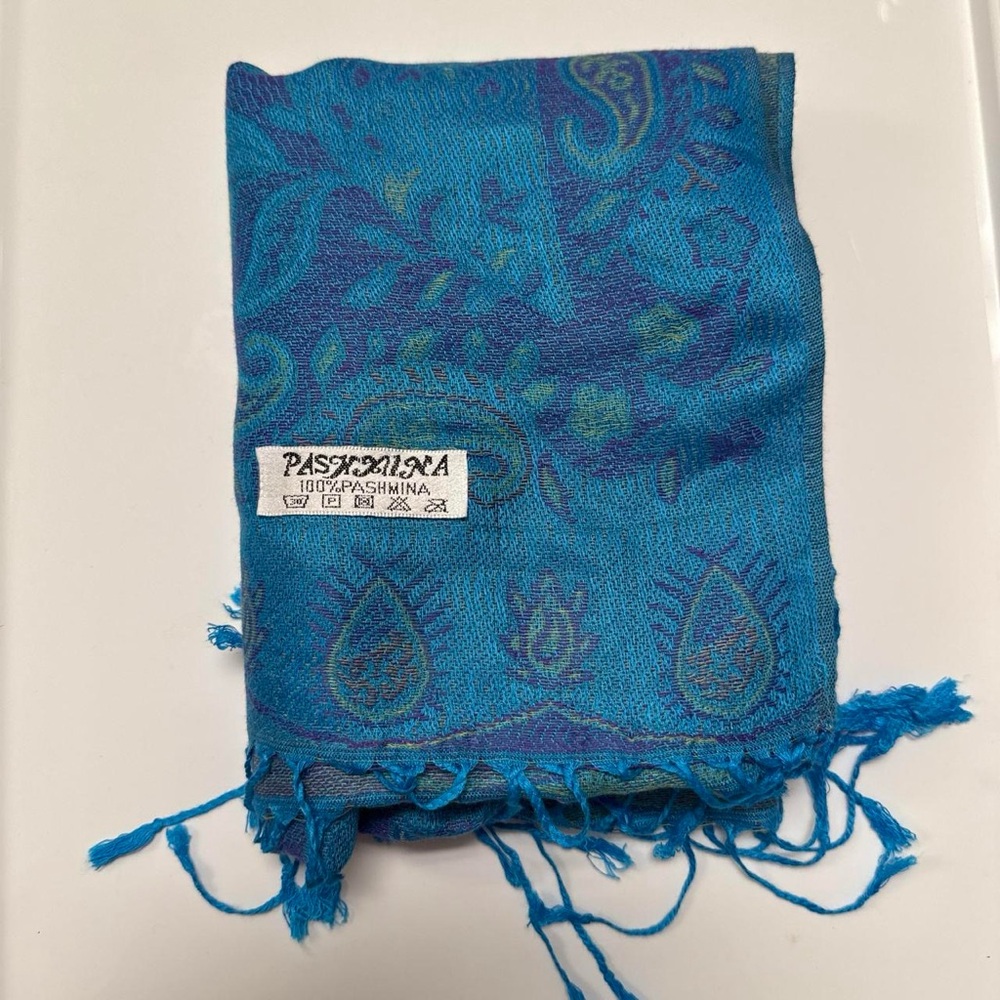 New | Limited Edition: Aqua Pastel Multicolor Pashmina Shawl